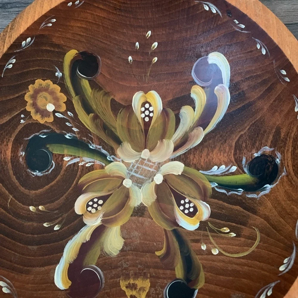 Westin Hand-Painted Wooden Bowl with Handle